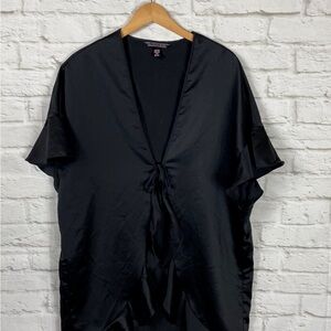 Brandnew Victorias Secret Signature Satin Midi Robe in Black One Size